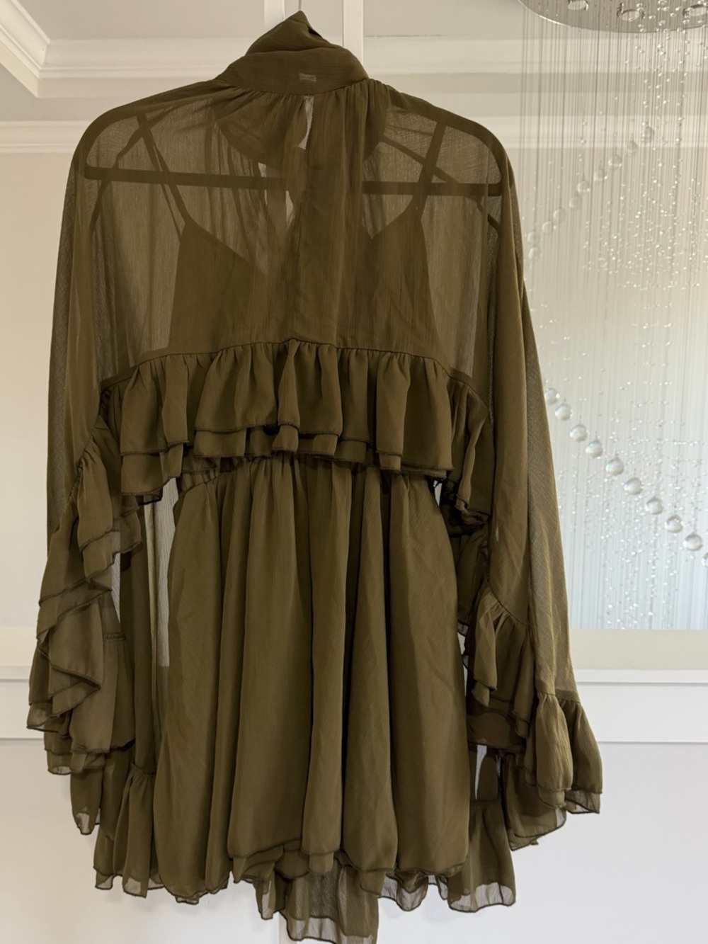 Commense Ruffled Flowy Cape Dress - Picture 7 of 8